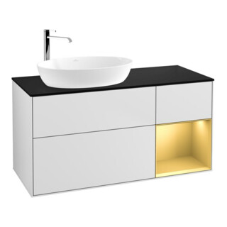 V&B Waschtischunterschrank Finion 120cm, Pl b m, Reg gol m Lac, wh. m Lac