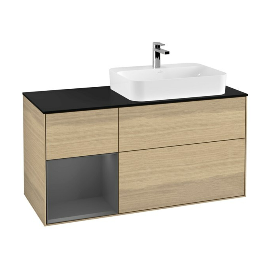 V&B Waschtischunterschrank Finion 120cm, Pl b m, Reg li Anthrac. m, Oa ven