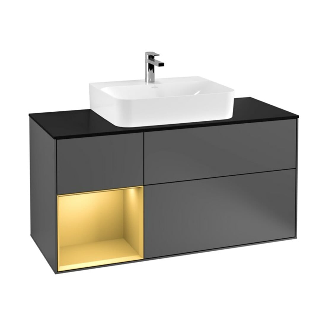 V&B Waschtischunterschrank Finion 120cm, Pl b m, Reg li gol m, Anthrac. m