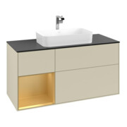 V&B Waschtischunterschrank Finion 120cm, Pl b m, Reg li gol m, si Gr m Lac