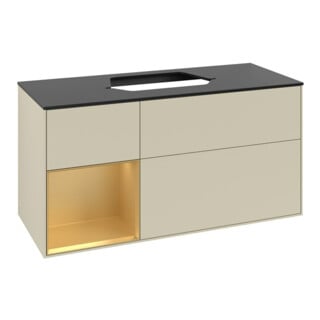 V&B Waschtischunterschrank Finion 120cm, Pl b m, Reg li gol m, si Gr m Lac