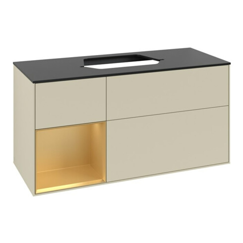 V&B Waschtischunterschrank Finion 120cm, Pl b m, Reg li gol m, si Gr m Lac