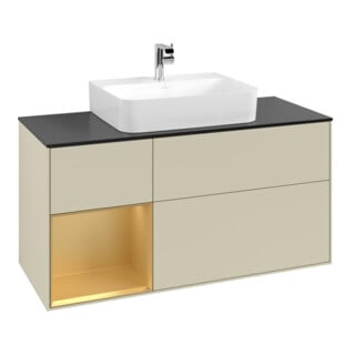 V&B Waschtischunterschrank Finion 120cm, Pl b m, Reg li gol m, si Gr m Lac