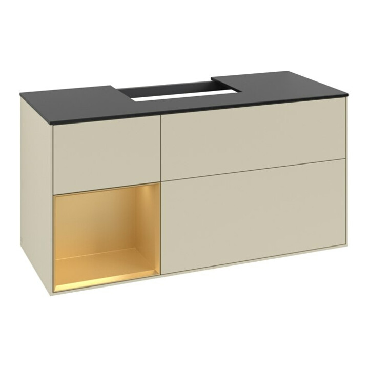 V&B Waschtischunterschrank Finion 120cm, Pl b m, Reg li gol m, si Gr m Lac