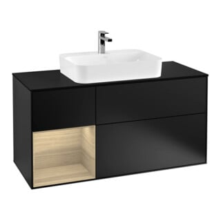 V&B Waschtischunterschrank Finion 120cm, Pl b m, Reg li Oa ven, bla m Lac