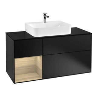 V&B Waschtischunterschrank Finion 120cm, Pl b m, Reg li Oa ven, bla m Lac