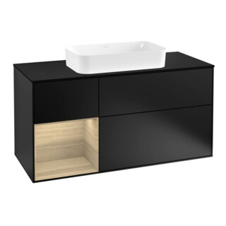 V&B Waschtischunterschrank Finion 120cm, Pl b m, Reg li Oa ven, bla m Lac