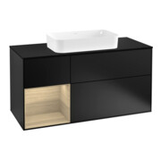 V&B Waschtischunterschrank Finion 120cm, Pl b m, Reg li Oa ven, bla m Lac