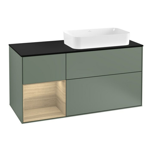 V&B Waschtischunterschrank Finion 120cm, Pl b m, Reg li Oa ven, Oli. m Lac