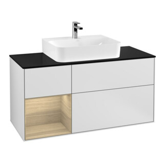 V&B Waschtischunterschrank Finion 120cm, Pl b m, Reg li Oa ven, wh. m Lac