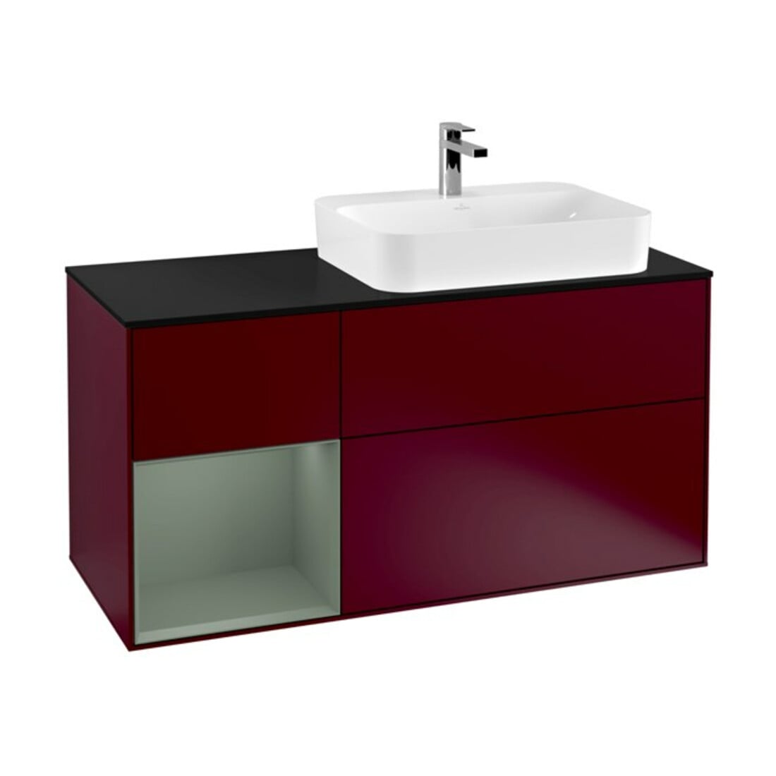 V&B Waschtischunterschrank Finion 120cm, Pl b m, Reg li Oli. m Lac, Peo m