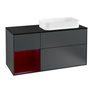 V&B Waschtischunterschrank Finion 120cm, Pl b m, Reg li Peo, md bl. m Lac