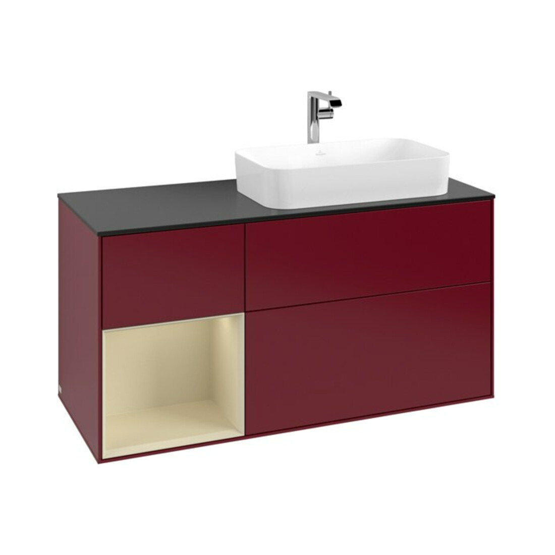 V&B Waschtischunterschrank Finion 120cm, Pl b m, Reg li si Gr m Lac, Peo m