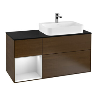 V&B Waschtischunterschrank Finion 120cm, Pl b m, Reg li wh. m Lac, wal ven