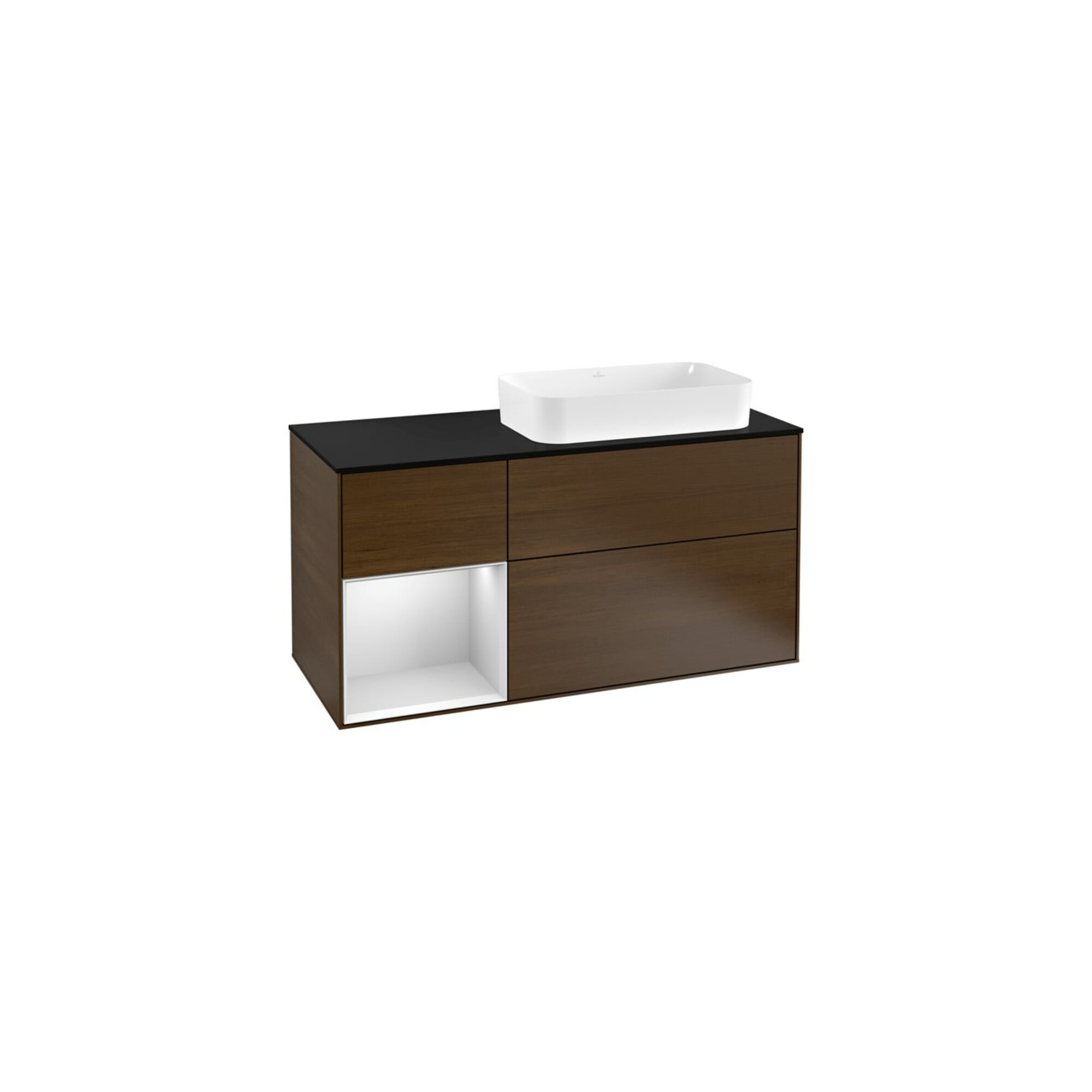 V&B Waschtischunterschrank Finion 120cm, Pl b m, Reg li wh. m Lac, wal ven ; Villeroy & Boch
