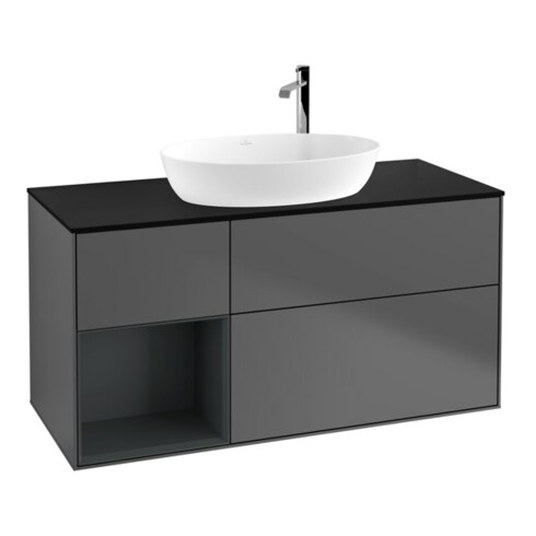 V&B Waschtischunterschrank Finion 120cm, Pl b m, Reg md m Lac, Anthrac. m