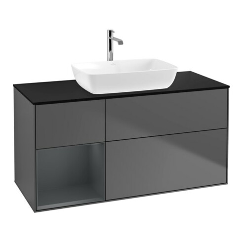 V&B Waschtischunterschrank Finion 120cm, Pl b m, Reg md m Lac, Anthrac. m