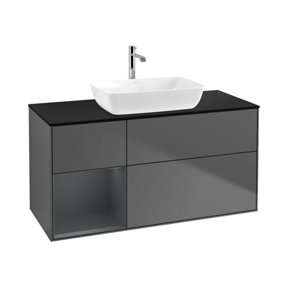 V&B Waschtischunterschrank Finion 120cm, Pl b m, Reg md m Lac, Anthrac. m