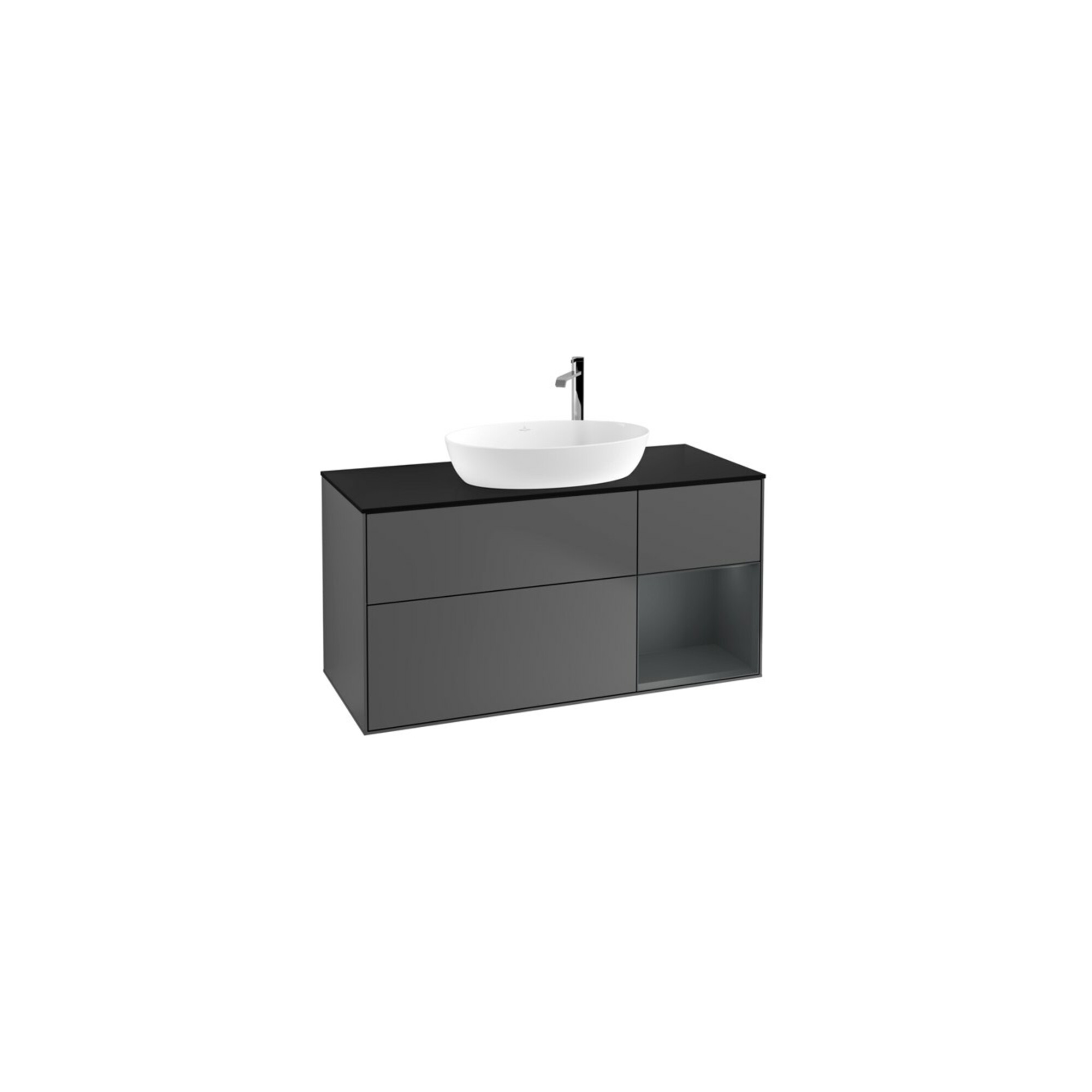 V&B Waschtischunterschrank Finion 120cm, Pl b m, Reg md m Lac, Anthrac. m ; Villeroy & Boch