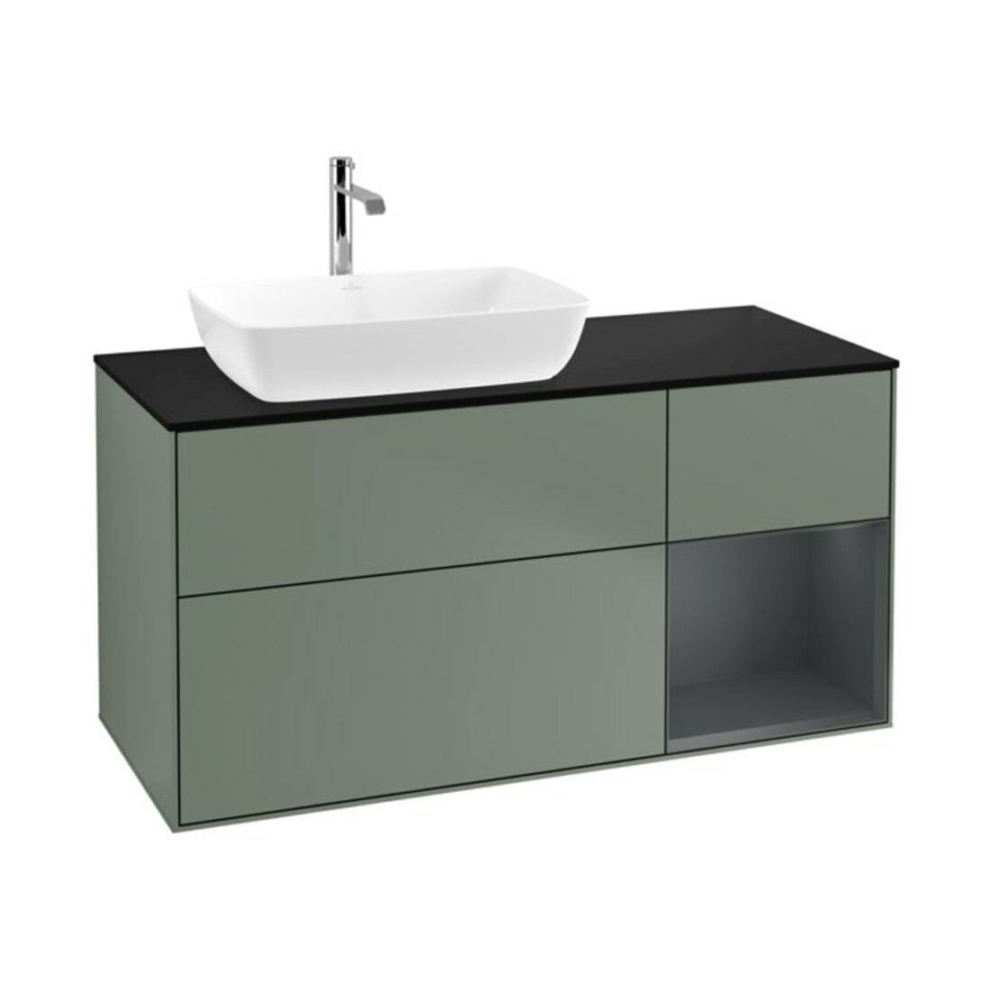 V&B Waschtischunterschrank Finion 120cm, Pl b m, Reg md m Lac, Oli. m Lac