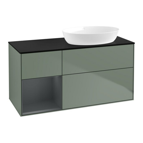 V&B Waschtischunterschrank Finion 120cm, Pl b m, Reg md m Lac, Oli. m Lac