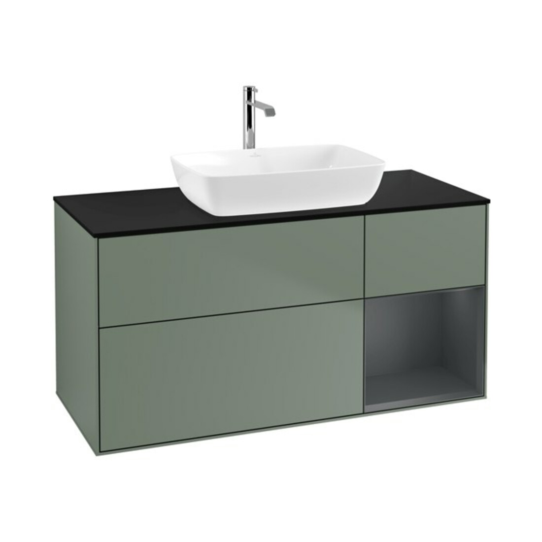 V&B Waschtischunterschrank Finion 120cm, Pl b m, Reg md m Lac, Oli. m Lac