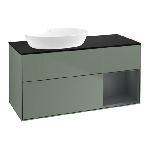 V&B Waschtischunterschrank Finion 120cm, Pl b m, Reg md m Lac, Oli. m Lac