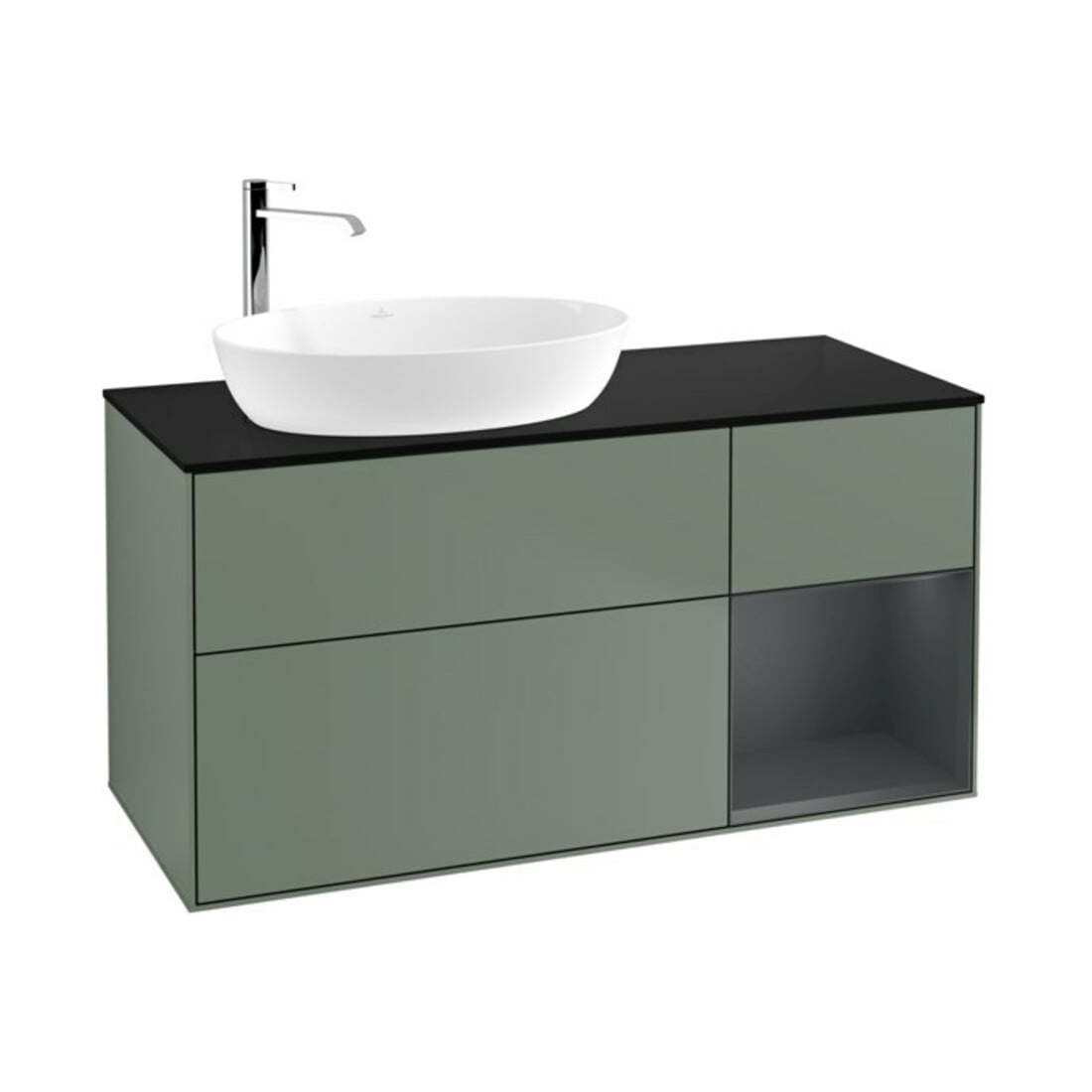 V&B Waschtischunterschrank Finion 120cm, Pl b m, Reg md m Lac, Oli. m Lac