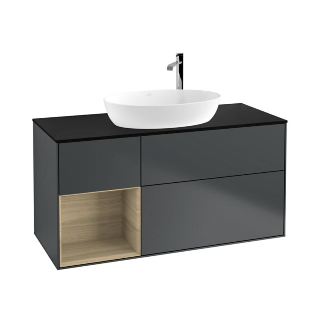 V&B Waschtischunterschrank Finion 120cm, Pl b m, Reg Oa ven, md bl. m Lac