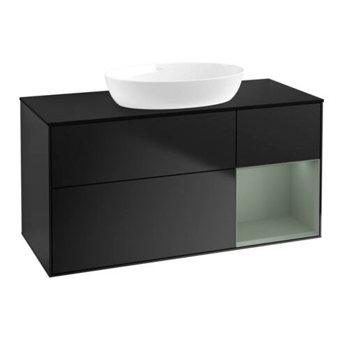 V&B Waschtischunterschrank Finion 120cm, Pl b m, Reg Oli. m Lac, bla m Lac