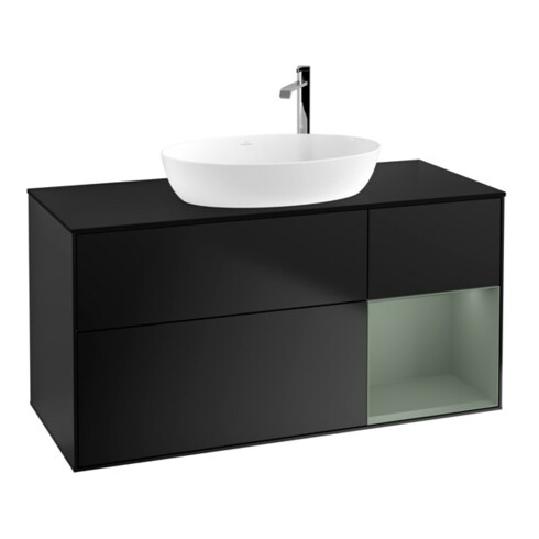 V&B Waschtischunterschrank Finion 120cm, Pl b m, Reg Oli. m Lac, bla m Lac