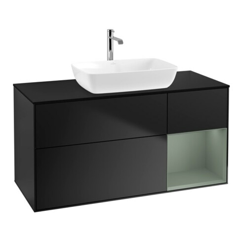 V&B Waschtischunterschrank Finion 120cm, Pl b m, Reg Oli. m Lac, bla m Lac