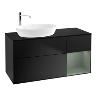 V&B Waschtischunterschrank Finion 120cm, Pl b m, Reg Oli. m Lac, bla m Lac
