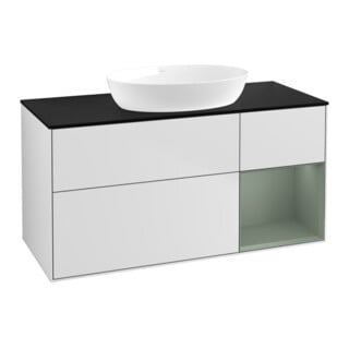 V&B Waschtischunterschrank Finion 120cm, Pl b m, Reg Oli. m Lac, wh. m Lac