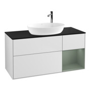 V&B Waschtischunterschrank Finion 120cm, Pl b m, Reg Oli. m Lac, wh. m Lac