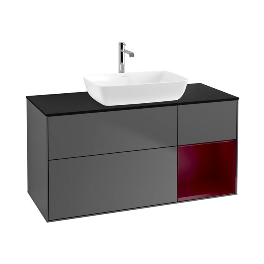 V&B Waschtischunterschrank Finion 120cm, Pl b m, Reg Peo m Lac, Anthrac. m