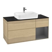 V&B Waschtischunterschrank Finion 120cm, Pl b m, Reg re Anthrac. m, Oa ven