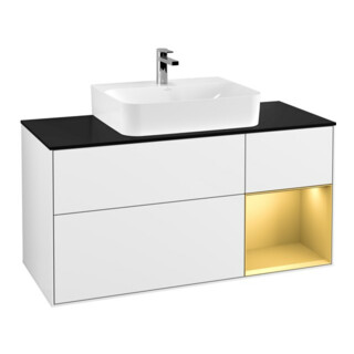 V&B Waschtischunterschrank Finion 120cm, Pl b m, Reg re gol m, glo wh. Lac