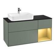 V&B Waschtischunterschrank Finion 120cm, Pl b m, Reg re gol m, Oli. m Lac