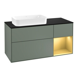 V&B Waschtischunterschrank Finion 120cm, Pl b m, Reg re gol m, Oli. m Lac