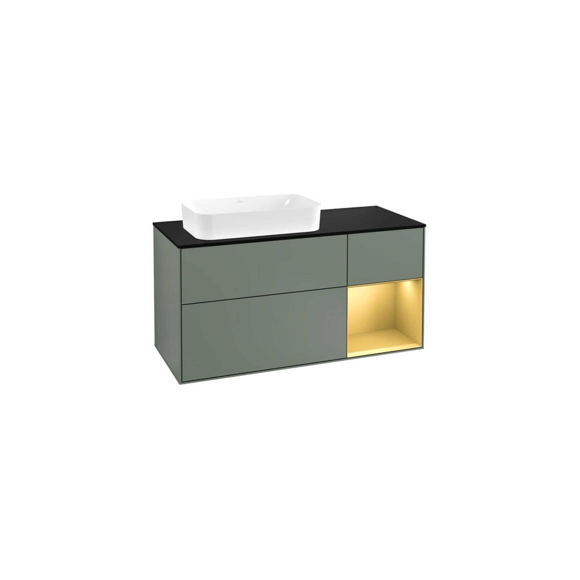 V&B Waschtischunterschrank Finion 120cm, Pl b m, Reg re gol m, Oli. m Lac ; Villeroy & Boch