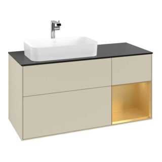 V&B Waschtischunterschrank Finion 120cm, Pl b m, Reg re gol m, si Gr m Lac