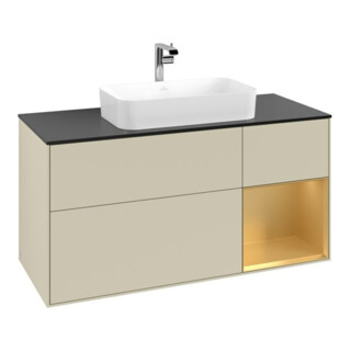 V&B Waschtischunterschrank Finion 120cm, Pl b m, Reg re gol m, si Gr m Lac