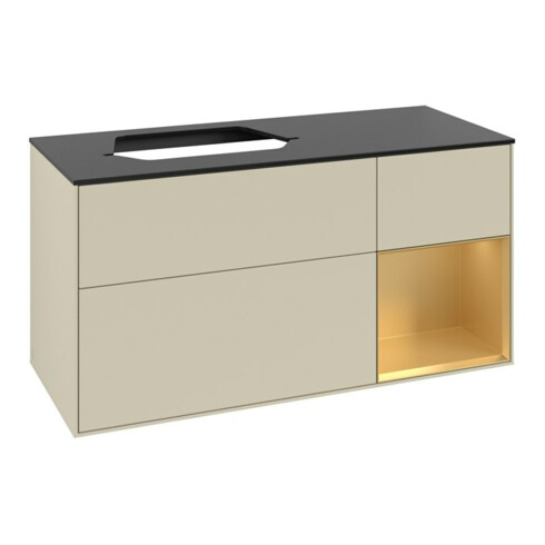 V&B Waschtischunterschrank Finion 120cm, Pl b m, Reg re gol m, si Gr m Lac