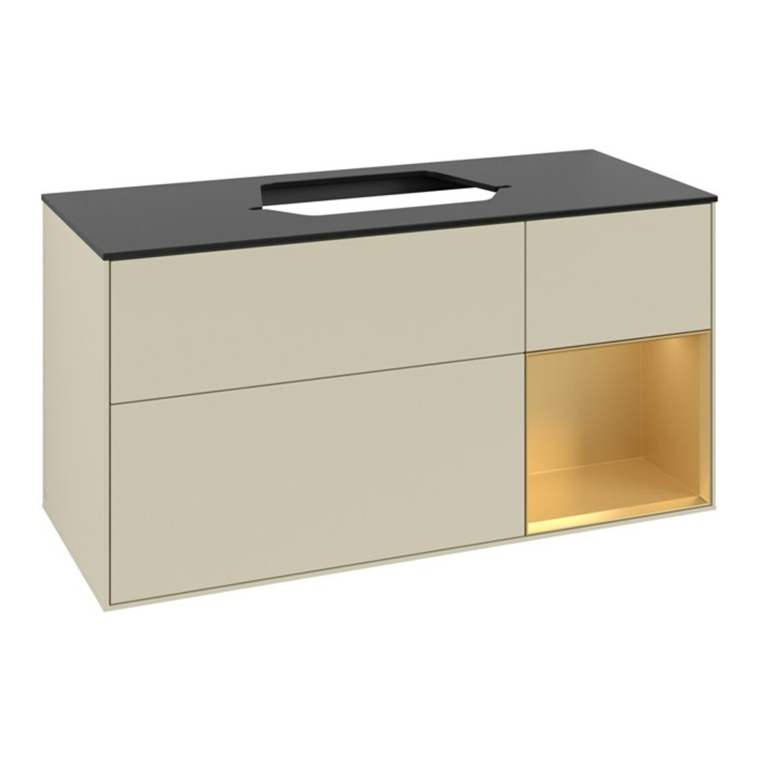 V&B Waschtischunterschrank Finion 120cm, Pl b m, Reg re gol m, si Gr m Lac