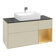 V&B Waschtischunterschrank Finion 120cm, Pl b m, Reg re gol m, si Gr m Lac
