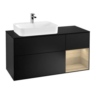 V&B Waschtischunterschrank Finion 120cm, Pl b m, Reg re Oa ven, bla m Lac