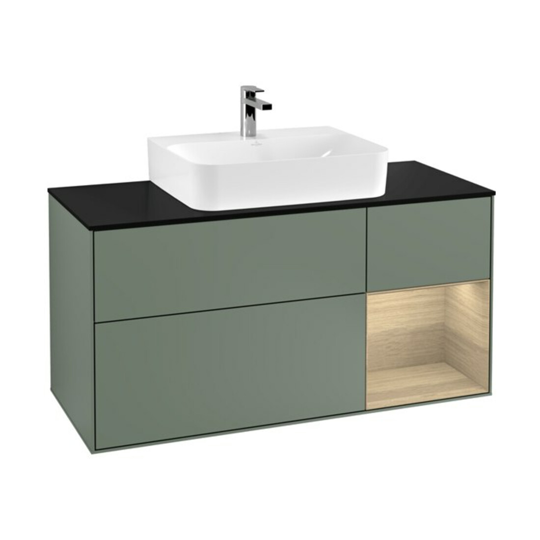 V&B Waschtischunterschrank Finion 120cm, Pl b m, Reg re Oa ven, Oli. m Lac