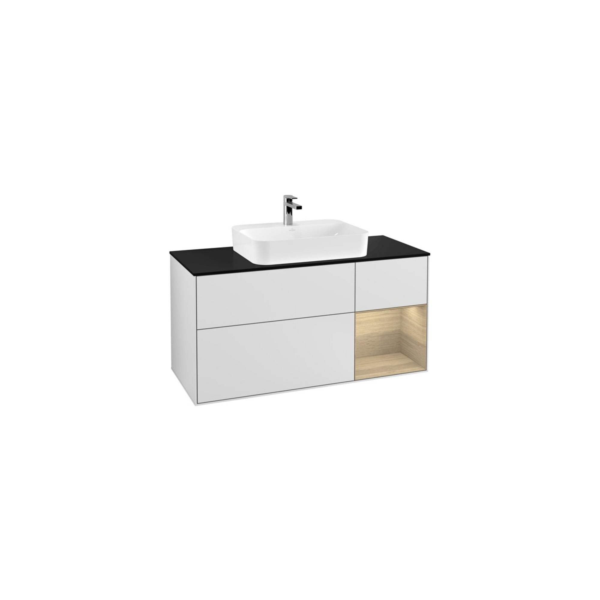 V&B Waschtischunterschrank Finion 120cm, Pl b m, Reg re Oa ven, wh. m Lac ; Villeroy & Boch