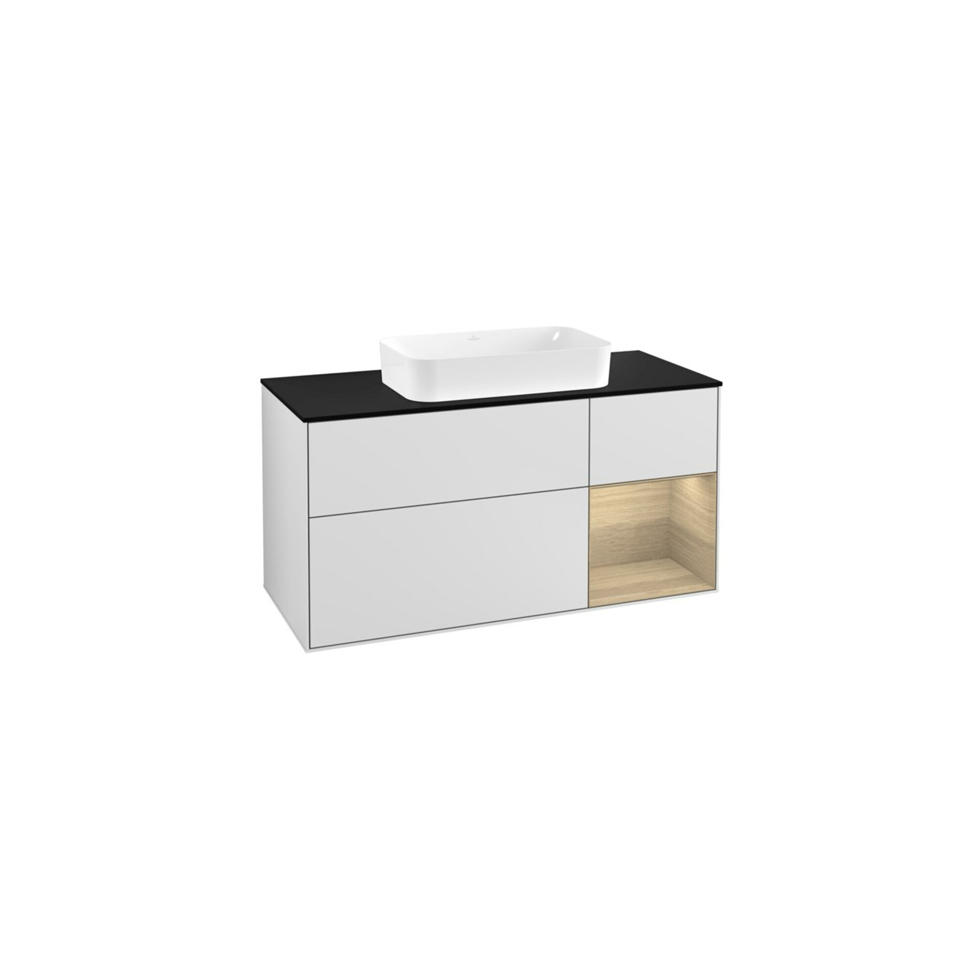 V&B Waschtischunterschrank Finion 120cm, Pl b m, Reg re Oa ven, wh. m Lac ; Villeroy & Boch